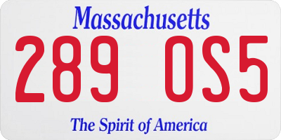 MA license plate 289OS5