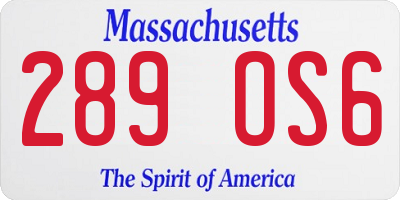 MA license plate 289OS6
