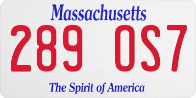 MA license plate 289OS7
