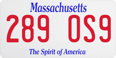 MA license plate 289OS9