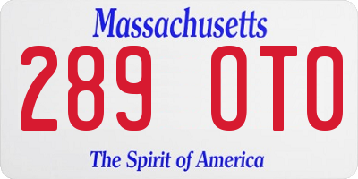 MA license plate 289OT0