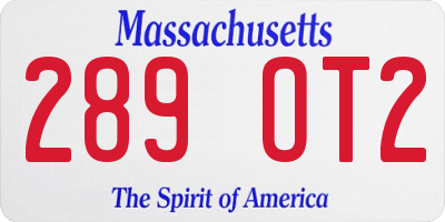 MA license plate 289OT2