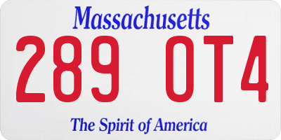 MA license plate 289OT4