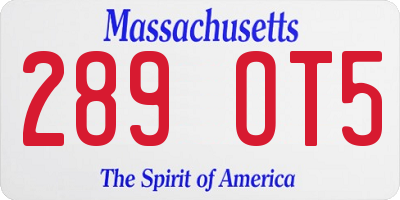 MA license plate 289OT5