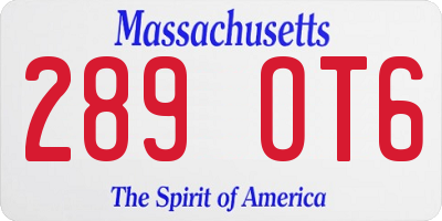 MA license plate 289OT6