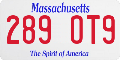 MA license plate 289OT9