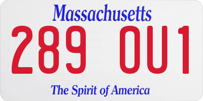 MA license plate 289OU1