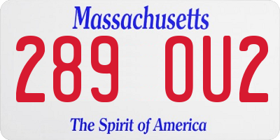 MA license plate 289OU2