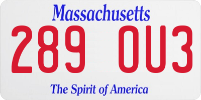 MA license plate 289OU3