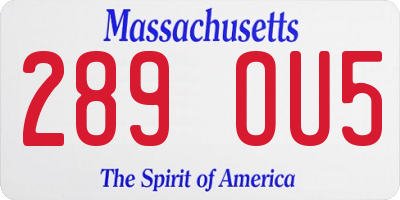 MA license plate 289OU5