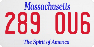 MA license plate 289OU6