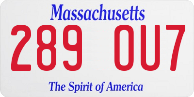 MA license plate 289OU7