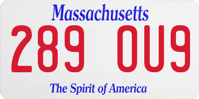 MA license plate 289OU9