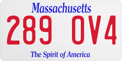 MA license plate 289OV4