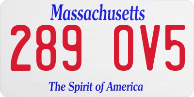 MA license plate 289OV5