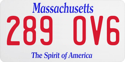MA license plate 289OV6