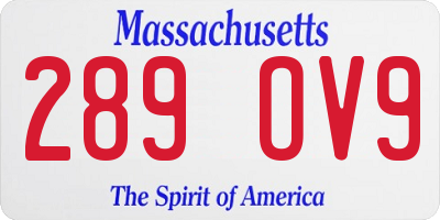 MA license plate 289OV9