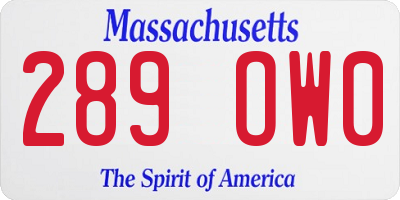 MA license plate 289OW0