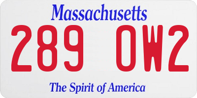 MA license plate 289OW2
