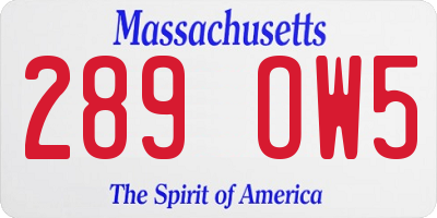MA license plate 289OW5