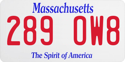 MA license plate 289OW8