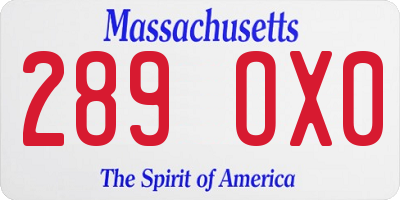 MA license plate 289OX0
