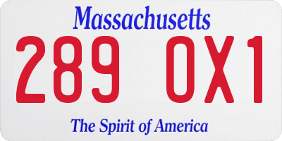 MA license plate 289OX1