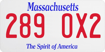 MA license plate 289OX2