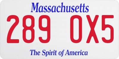MA license plate 289OX5
