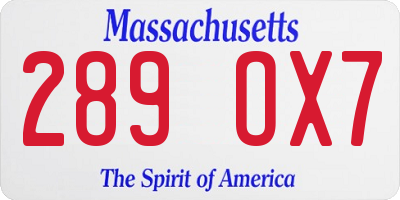MA license plate 289OX7