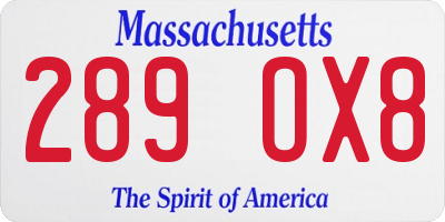 MA license plate 289OX8