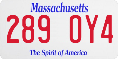 MA license plate 289OY4