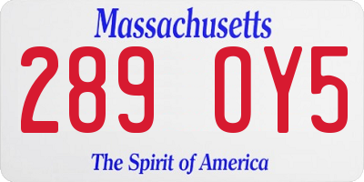 MA license plate 289OY5