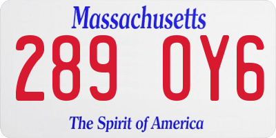 MA license plate 289OY6