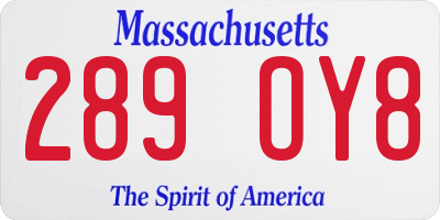 MA license plate 289OY8