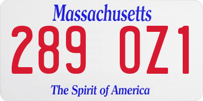 MA license plate 289OZ1