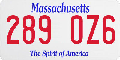 MA license plate 289OZ6