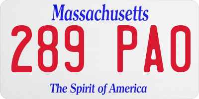 MA license plate 289PA0