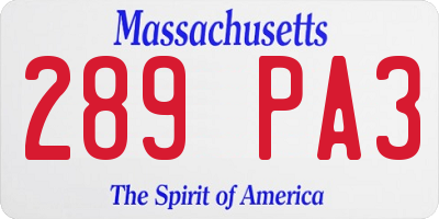 MA license plate 289PA3