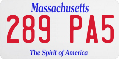 MA license plate 289PA5