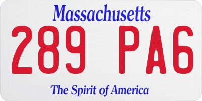 MA license plate 289PA6