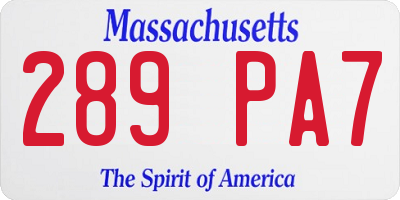 MA license plate 289PA7