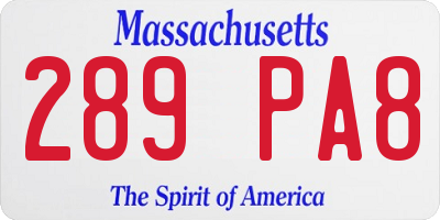 MA license plate 289PA8