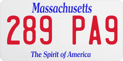 MA license plate 289PA9