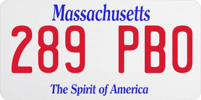 MA license plate 289PB0