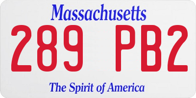 MA license plate 289PB2
