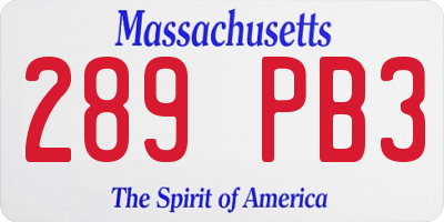 MA license plate 289PB3