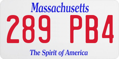 MA license plate 289PB4