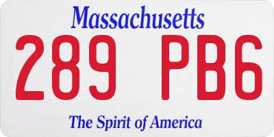 MA license plate 289PB6