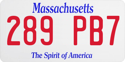 MA license plate 289PB7